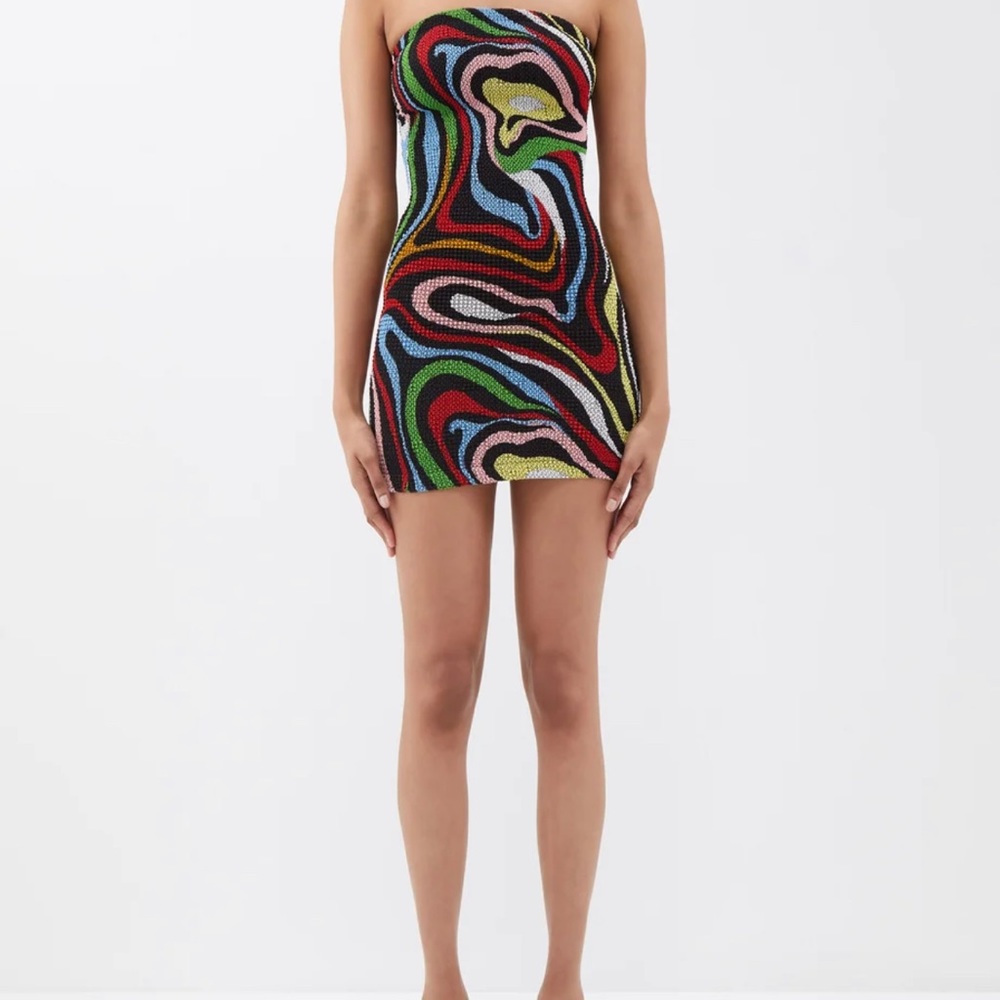 PUCCI
Strapless marmo-print smocked mini dress
